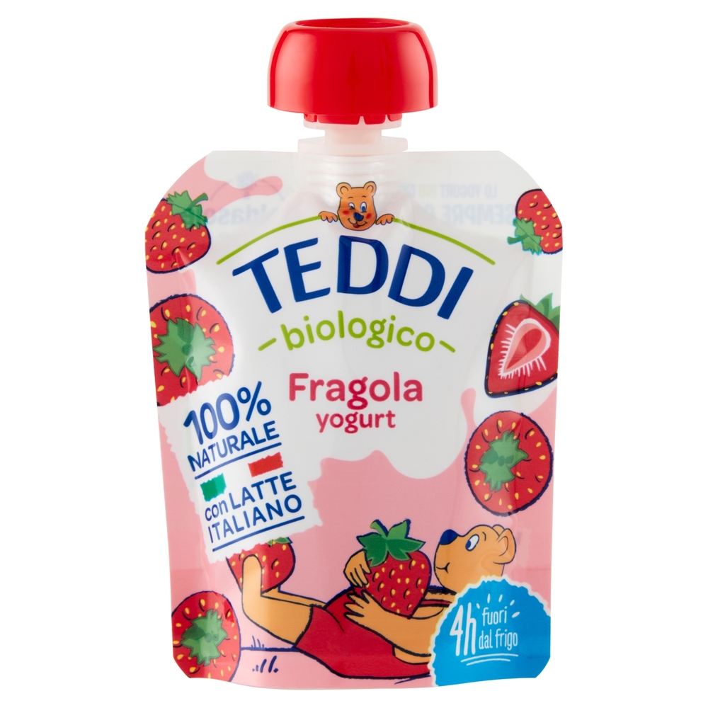 Teddy Pouch Yogurt Fragola BIO, 85 g